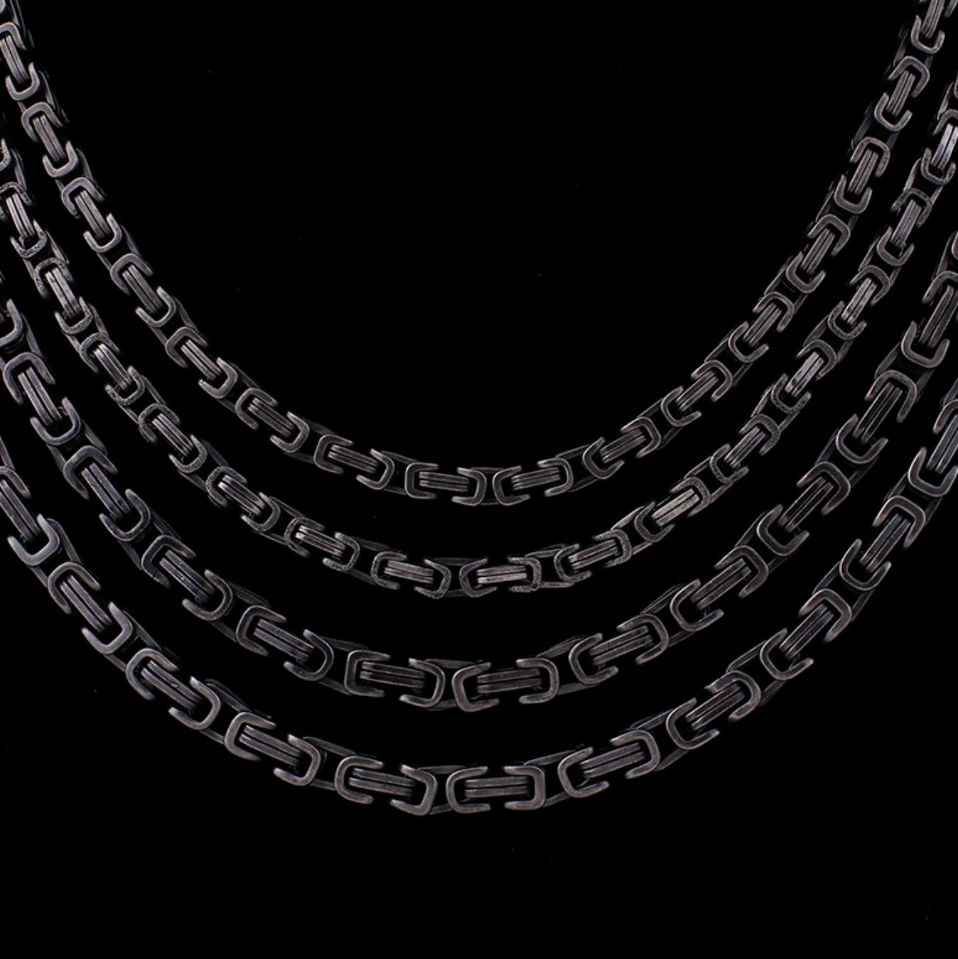 Men's Matte Black Byzantine Chain Bracelet – Bold Stainless Steel Statement