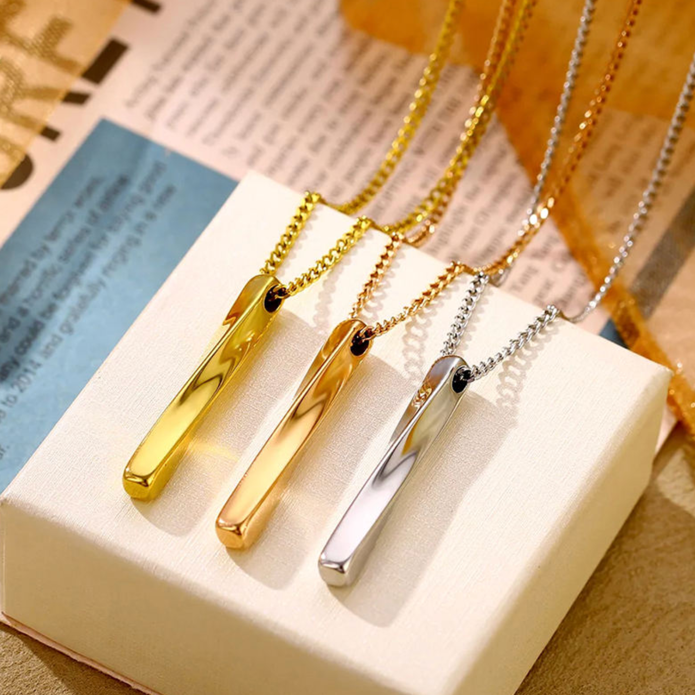 Men's Hip Hop Bar Pendant Necklace – Modern Streetwear Statement Chain