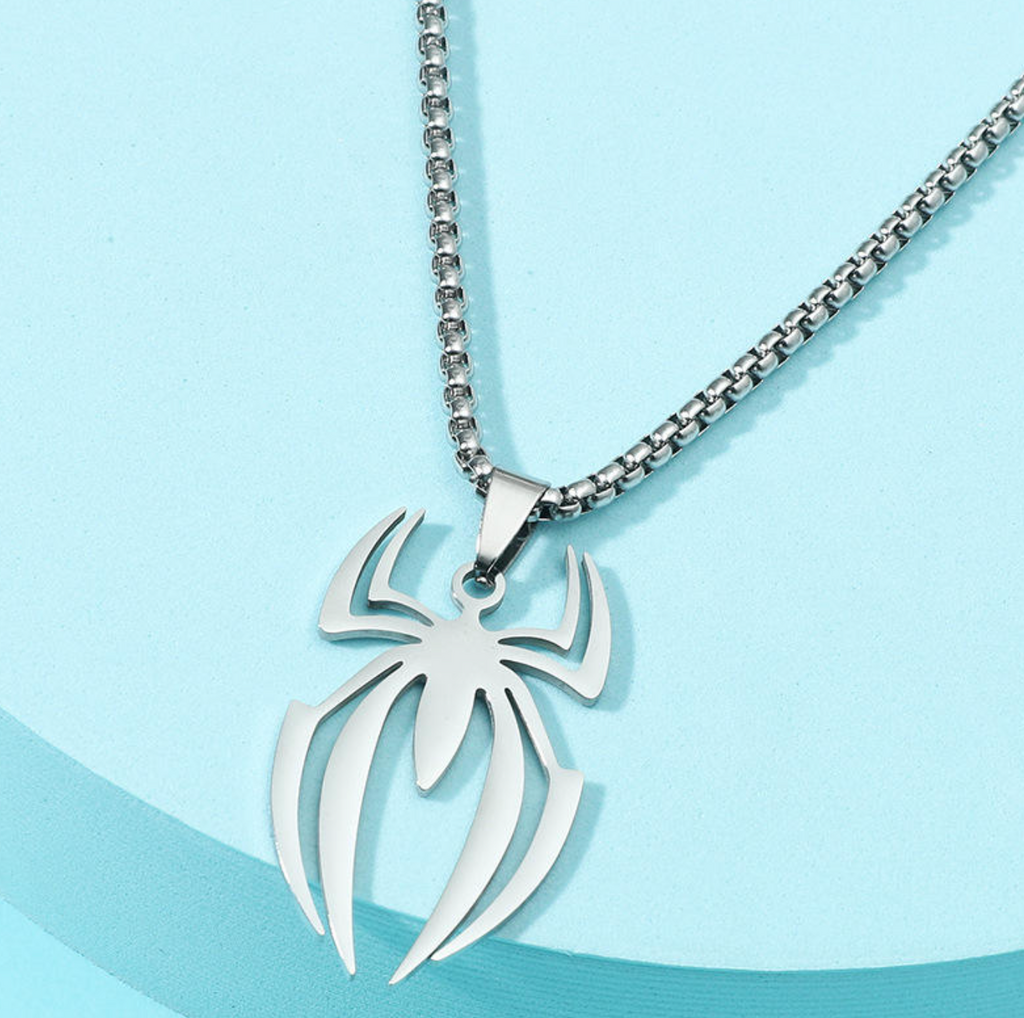 Spider-Inspired Men's Pendant Necklace – Bold Heroic Statement Jewelry
